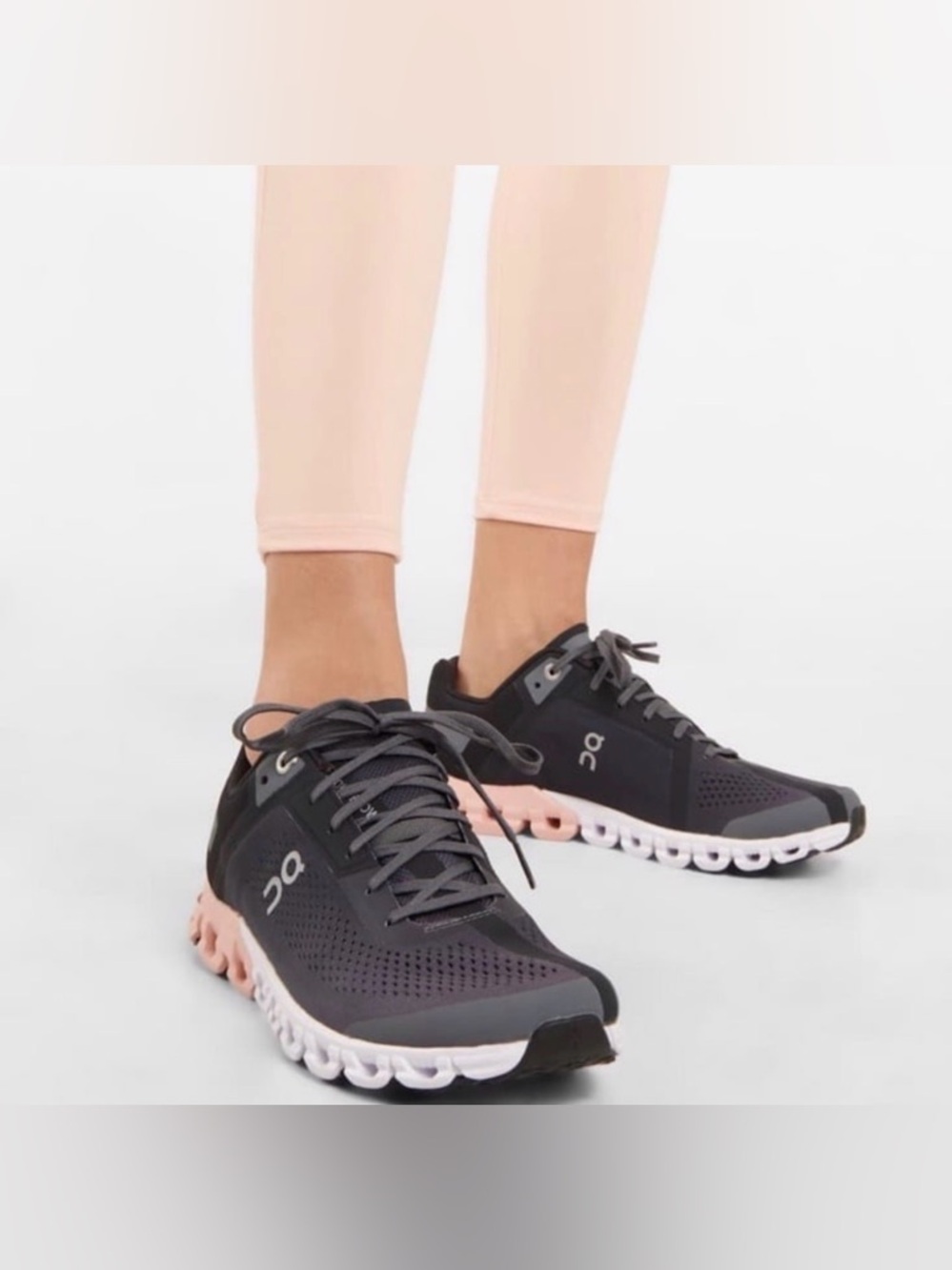 On Running Women's Athletic Shoes in Charcoal and Light Pink